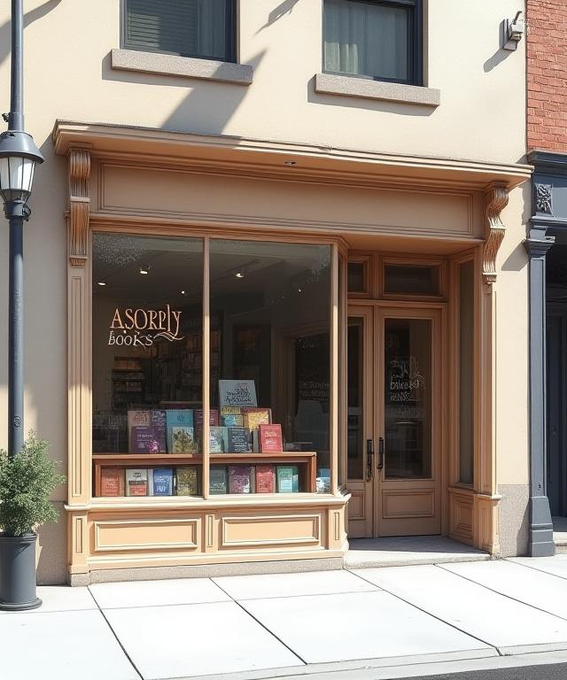 The inviting storefront of Ascribe Books on Queen Street West, with a display of books in the window.